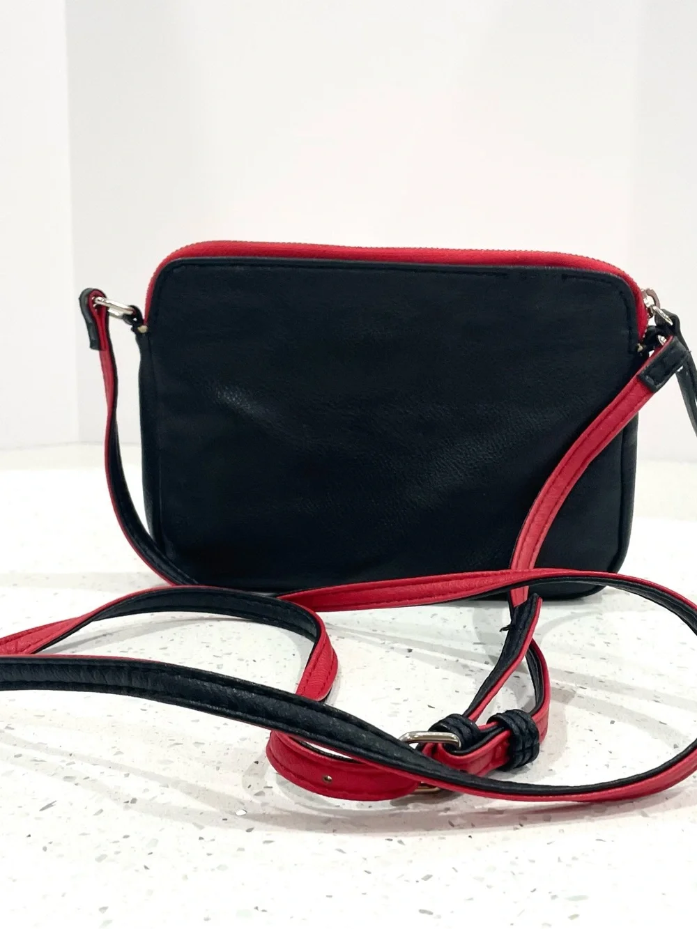 Nine West Red and Black Leather Crossbody Bag